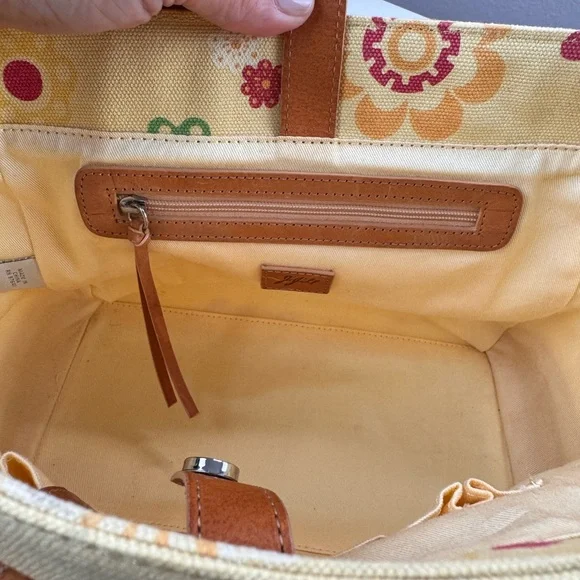 J.Jill Floral Canvas Bucket Tote Bag with Tan Handles - Picture 12 of 16